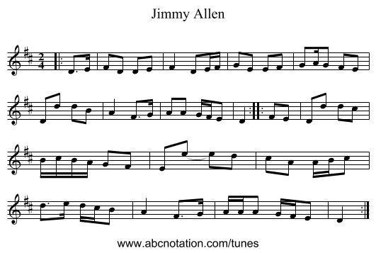 Jimmy Allen - staff notation