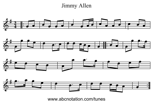 Jimmy Allen - staff notation