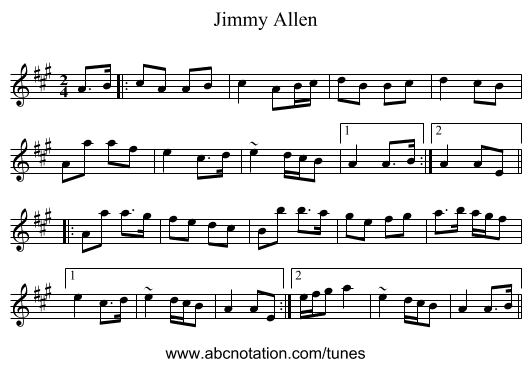 Jimmy Allen - staff notation