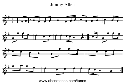 Jimmy Allen - staff notation