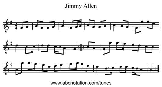 Jimmy Allen - staff notation