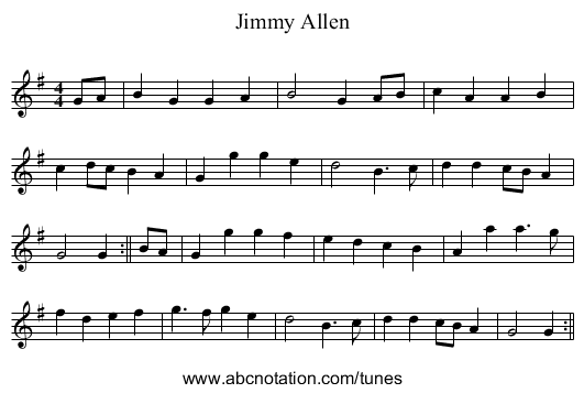 Jimmy Allen - staff notation