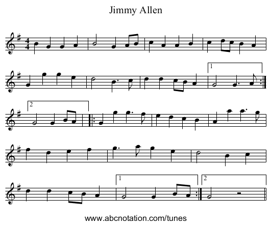 Jimmy Allen - staff notation