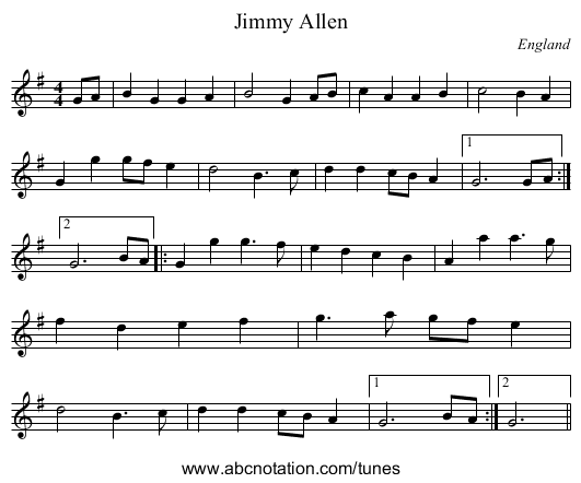 Jimmy Allen - staff notation