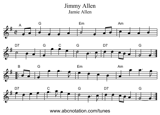 Jimmy Allen - staff notation