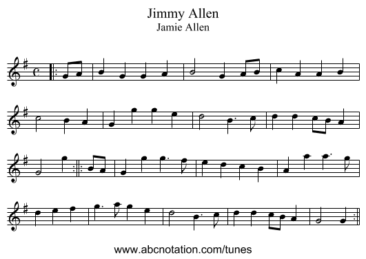 Jimmy Allen - staff notation