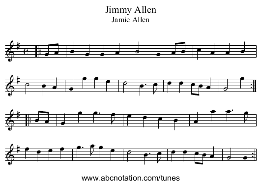 Jimmy Allen - staff notation