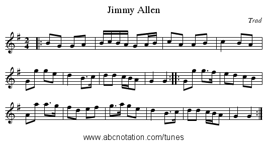 Jimmy Allen - staff notation
