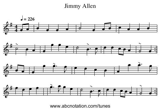 Jimmy Allen - staff notation