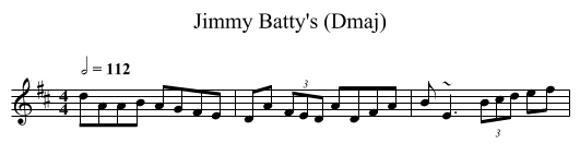 Jimmy Batty's (Dmaj) - staff notation