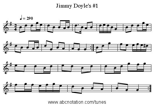 Jimmy Doyle's #1 - staff notation