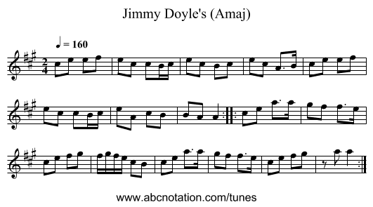 Jimmy Doyle's (Amaj) - staff notation