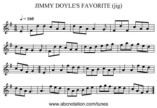 JIMMY DOYLE'S FAVORITE (jig) - staff notation
