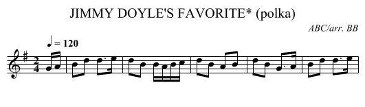 JIMMY DOYLE'S FAVORITE* (polka) - staff notation