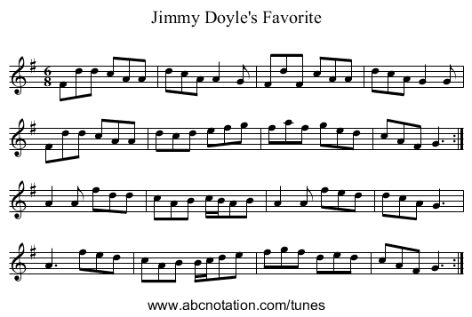 Jimmy Doyle's Favorite - staff notation
