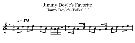 Jimmy Doyle's Favorite - staff notation