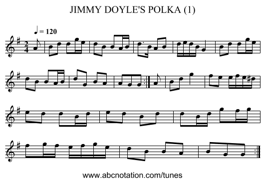 JIMMY DOYLE'S POLKA (1) - staff notation