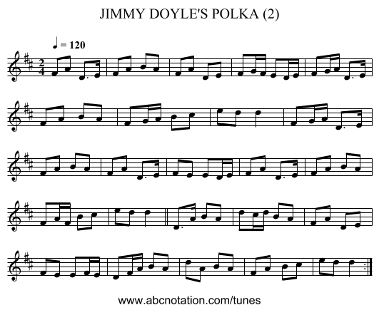JIMMY DOYLE'S POLKA (2) - staff notation