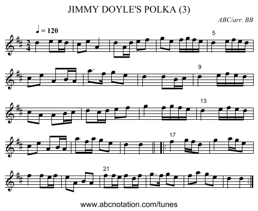 JIMMY DOYLE'S POLKA (3) - staff notation
