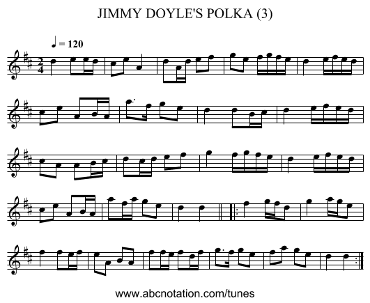 JIMMY DOYLE'S POLKA (3) - staff notation