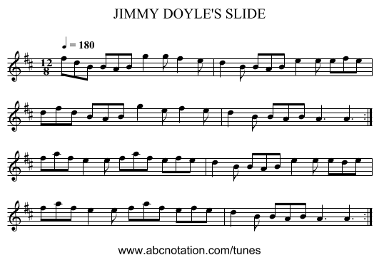 JIMMY DOYLE'S SLIDE - staff notation