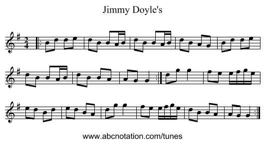 Jimmy Doyle's - staff notation