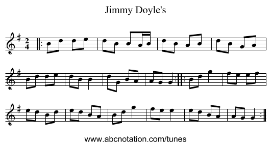 Jimmy Doyle's - staff notation