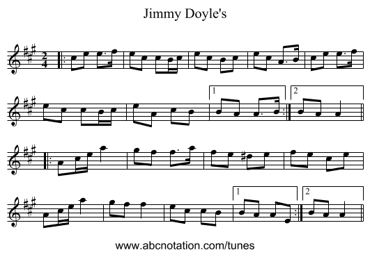 Jimmy Doyle's - staff notation