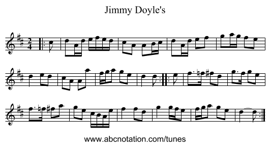 Jimmy Doyle's - staff notation