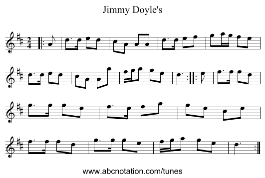 Jimmy Doyle's - staff notation