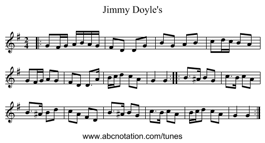 Jimmy Doyle's - staff notation