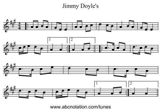 Jimmy Doyle's - staff notation