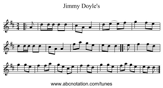 Jimmy Doyle's - staff notation