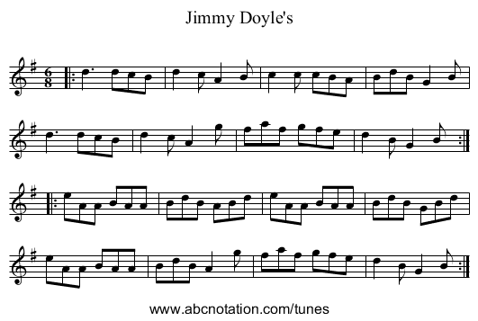 Jimmy Doyle's - staff notation