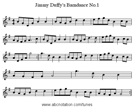 Jimmy Duffy's Barndance No.1 - staff notation
