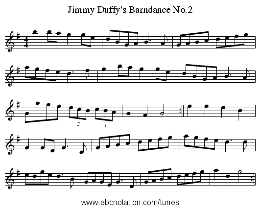 Jimmy Duffy's Barndance No.2 - staff notation