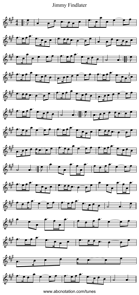 Jimmy Findlater - staff notation