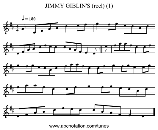 JIMMY GIBLIN'S (reel) (1) - staff notation