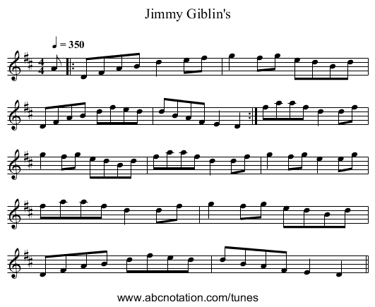 Jimmy Giblin's - staff notation