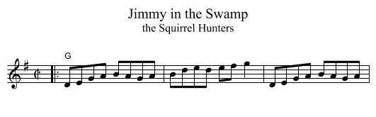 Jimmy in the Swamp - staff notation