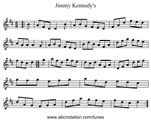 Jimmy Kennedy's - staff notation