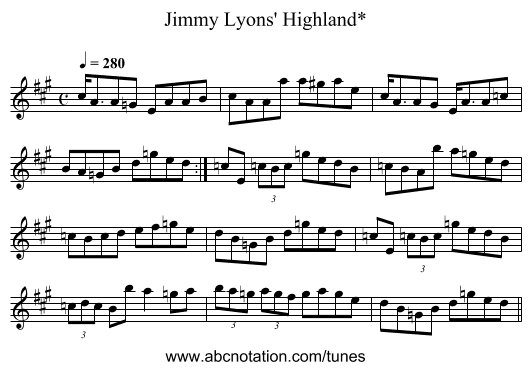 Jimmy Lyons' Highland* - staff notation