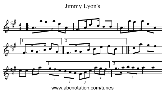 Jimmy Lyon's - staff notation