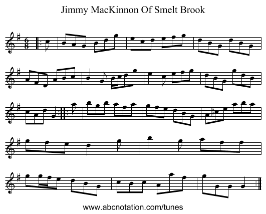 Jimmy MacKinnon Of Smelt Brook - staff notation