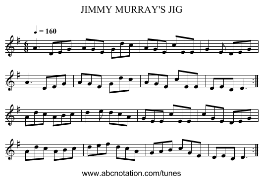 JIMMY MURRAY'S JIG - staff notation