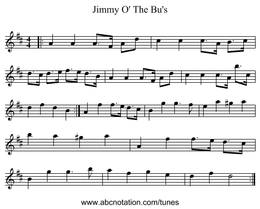 Jimmy O' The Bu's - staff notation