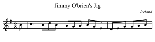 Jimmy O'brien's Jig - staff notation