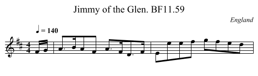 Jimmy of the Glen. BF11.59 - staff notation