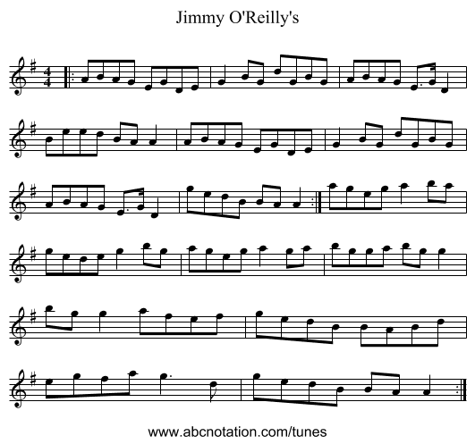Jimmy O'Reilly's - staff notation