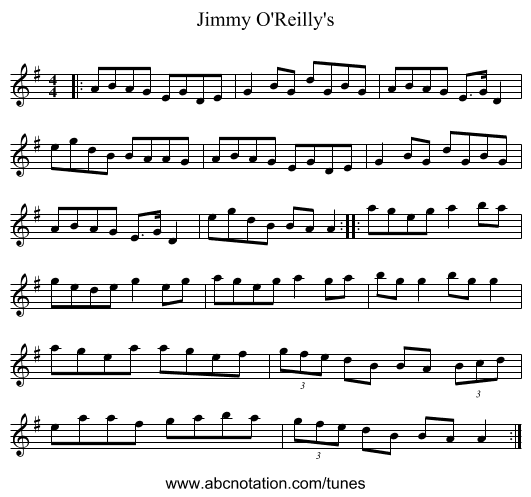 Jimmy O'Reilly's - staff notation